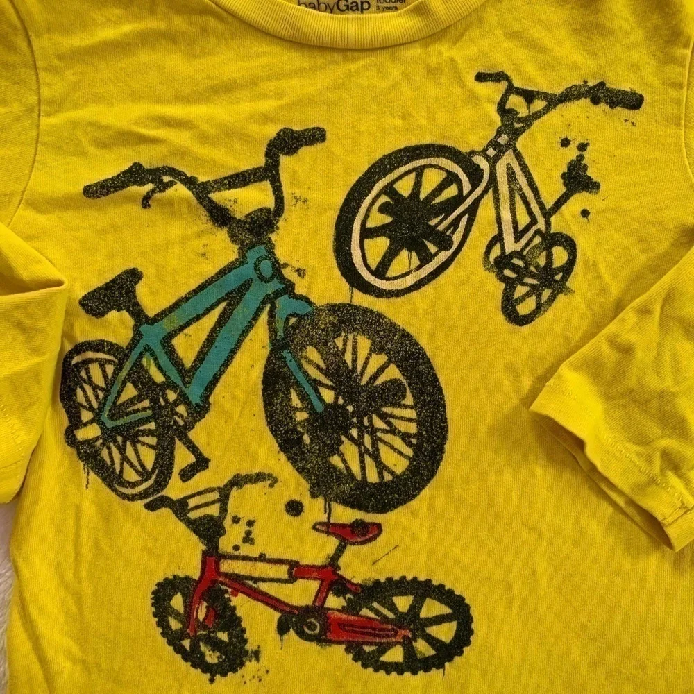 Baby Gap Yellow Long Sleeve Bicycle Bike Shirt Size 3Yrs